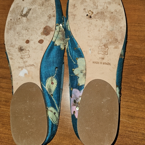 Naked Feet Womans Turquoise Flats Size 11 - Picture 6 of 10